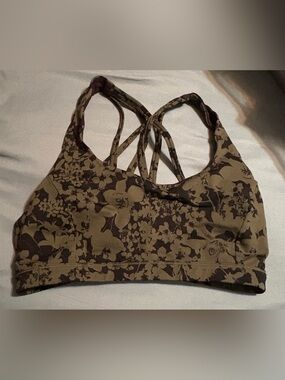 Lululemon Free To Be Serene Bra Efflorescent Barracks Green Black Size 8
